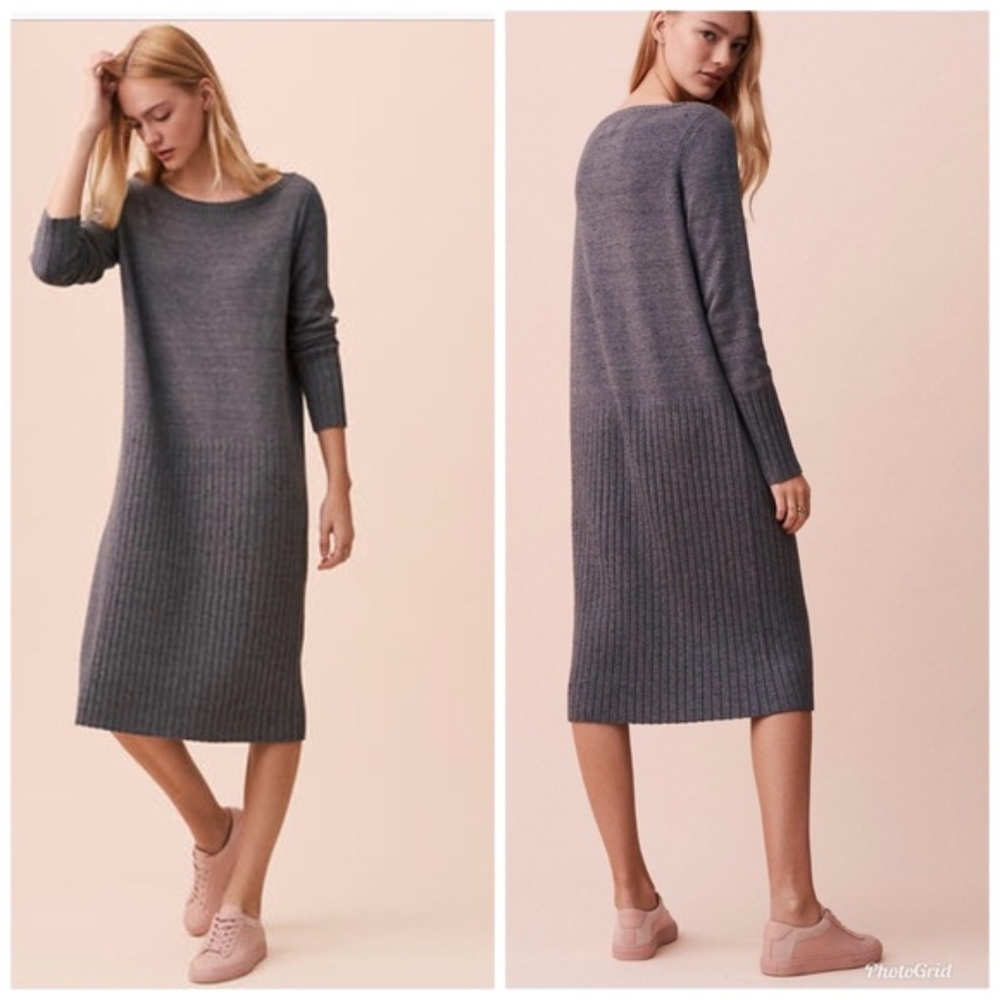 Lou & Grey Gray Specked Hi-rib Sweater Dress